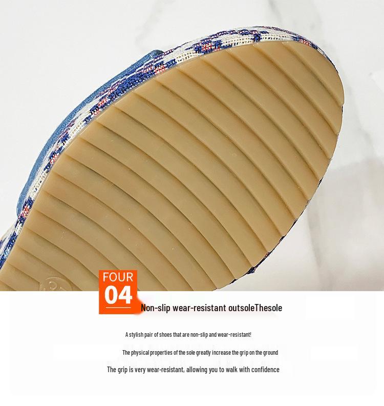2023 Summer Women's Versatile Denim Platform Wedge Roman Sandals