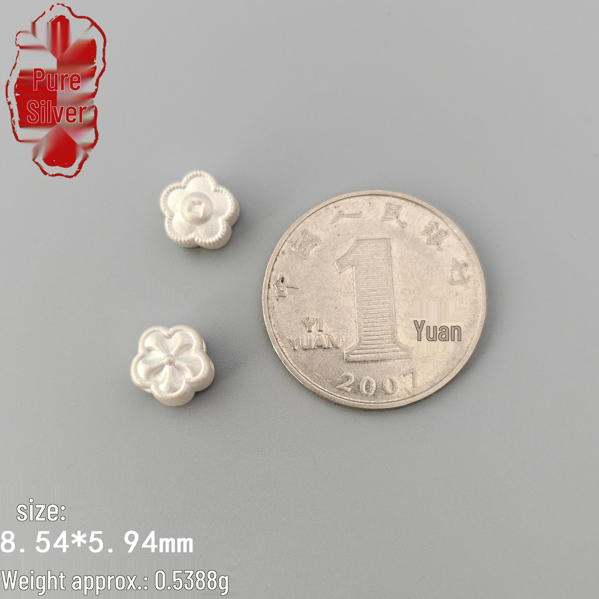 Sterling Silver 3D Flower Bead Strand for DIY Jewelry Accessories Silver 999: Single Price