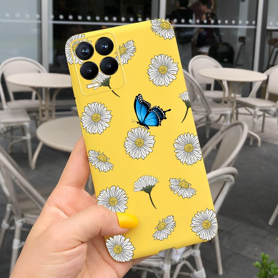 For Realme 8 Case Lavender Sunflower Silicone Back Cover For Realme 8 Pro 8i Realme8 4G RMX3085 Soft TPU Phone Case Luxury Coque