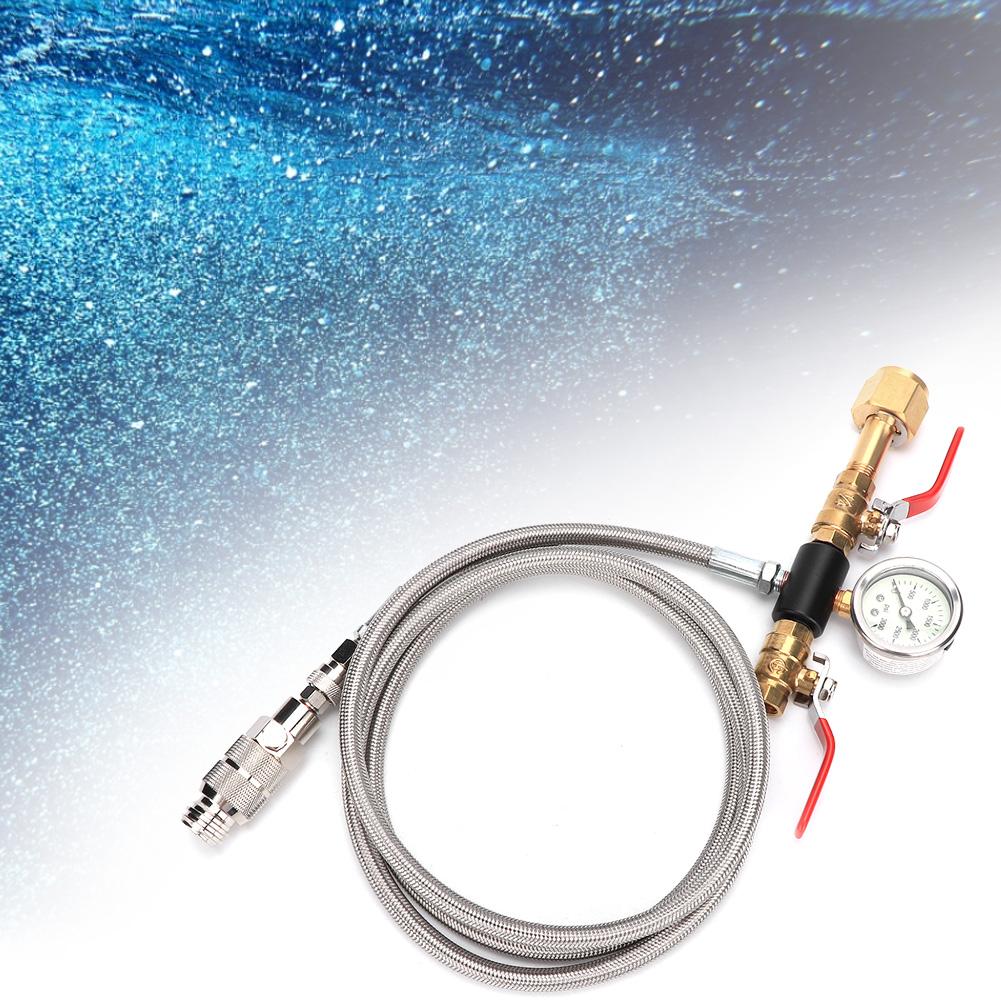 Adaptor furtun de 1,8 m cu conector cu dublă supapă pentru umplere cu CO2 și manometru (W21.8?14)