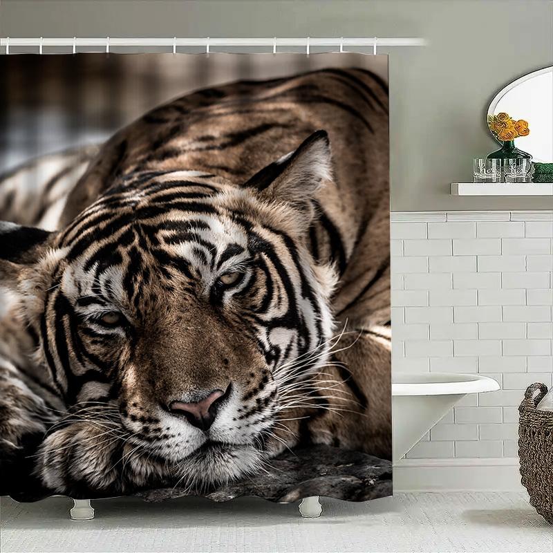Luxury Bath Shower Curtain Floral Print Bathroom Decor Waterproof Washable Polyester Fabric Size Customizable