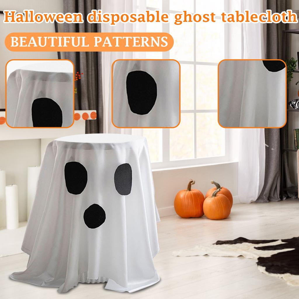 Halloween Disposable Ghost/ Tablecloth Pvc Decoration Layout Round Table Restaurant Bar Atmosphere Cafe Props