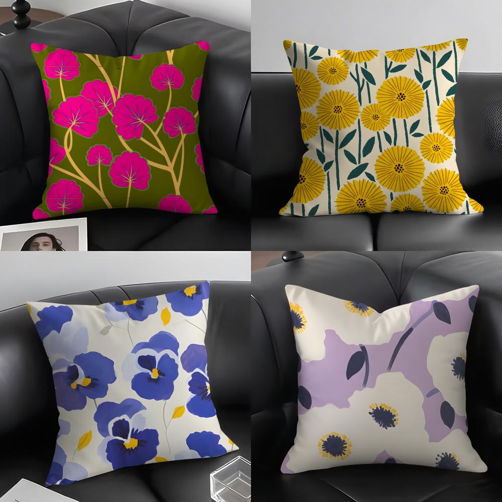 Flower INS Cushion Cover Pillowcase Ultra Soft Skin Friendly Fabric Cloud Like Comfort  Concealed Zipper