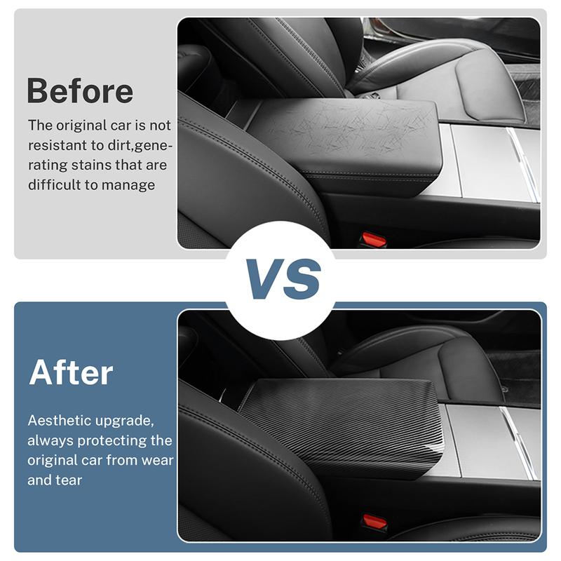 ABS Carbon Fiber Center Console Armrest Protective Cover For Tesla Model 3 Highland 2024 Model Y Juniper 2025 Car Accessories