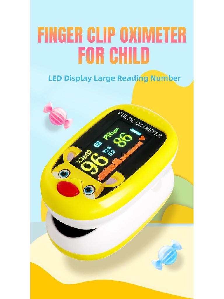 Children's OLED Cartoon Pulse Oximeter | Portable Finger Clip Heart Rate & Oxygen Monitor
