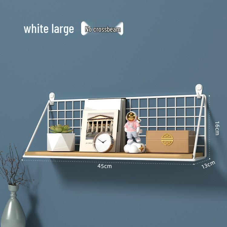 Punch-Free Wall Shelf: Cosmetic Storage with Key Hanger Hooks for Bedroom/Bathroom.