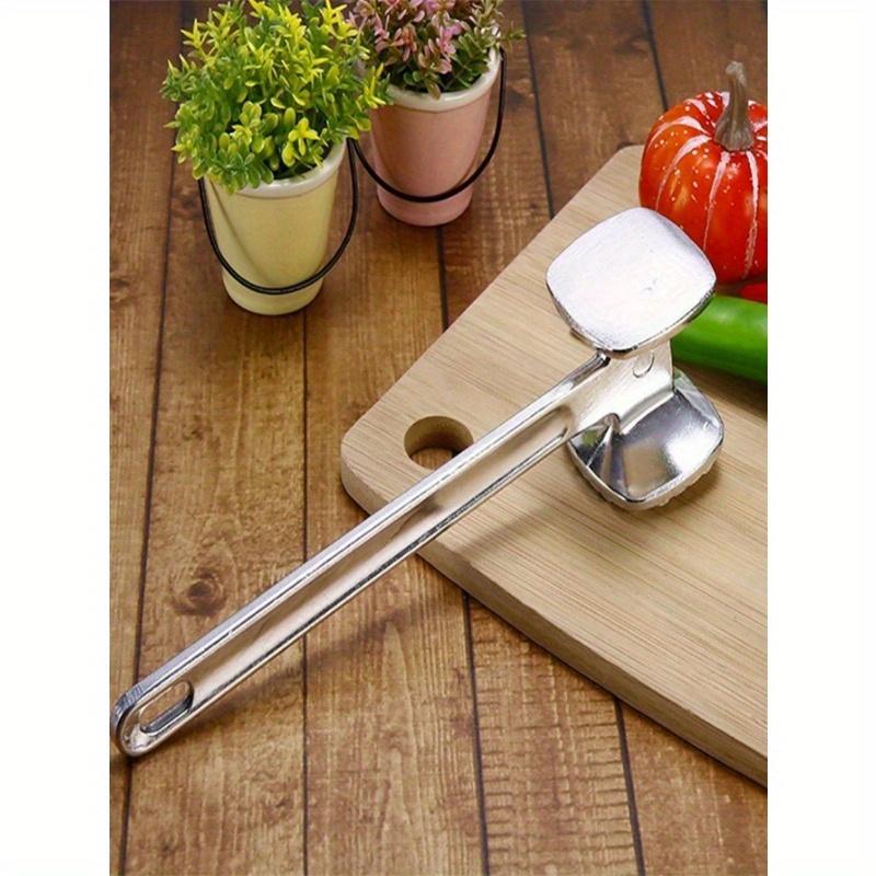 1pc Double-Sided Tenderizer Mallet Steak Hammer Aluminum Alloy Steak Cooking Tool Silver