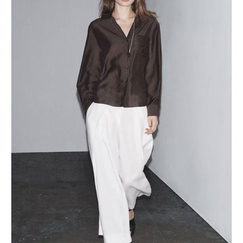 Za New Fall Women's Clothing 2025 Fashion Wind Fashion Minimalist Embroider Pocket Shirt 4786079 251