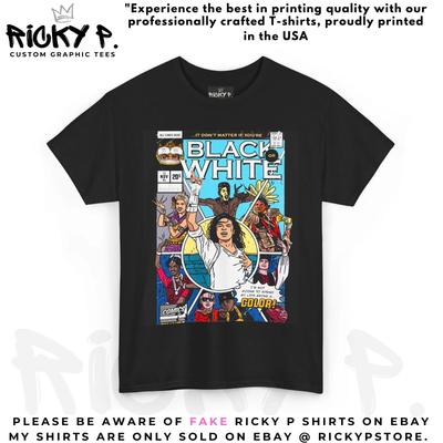 Michael Jackson Black or White Comic Art 100% Cotton T-shirt Mens Tees Top Unisex Heavy Cotton Tee