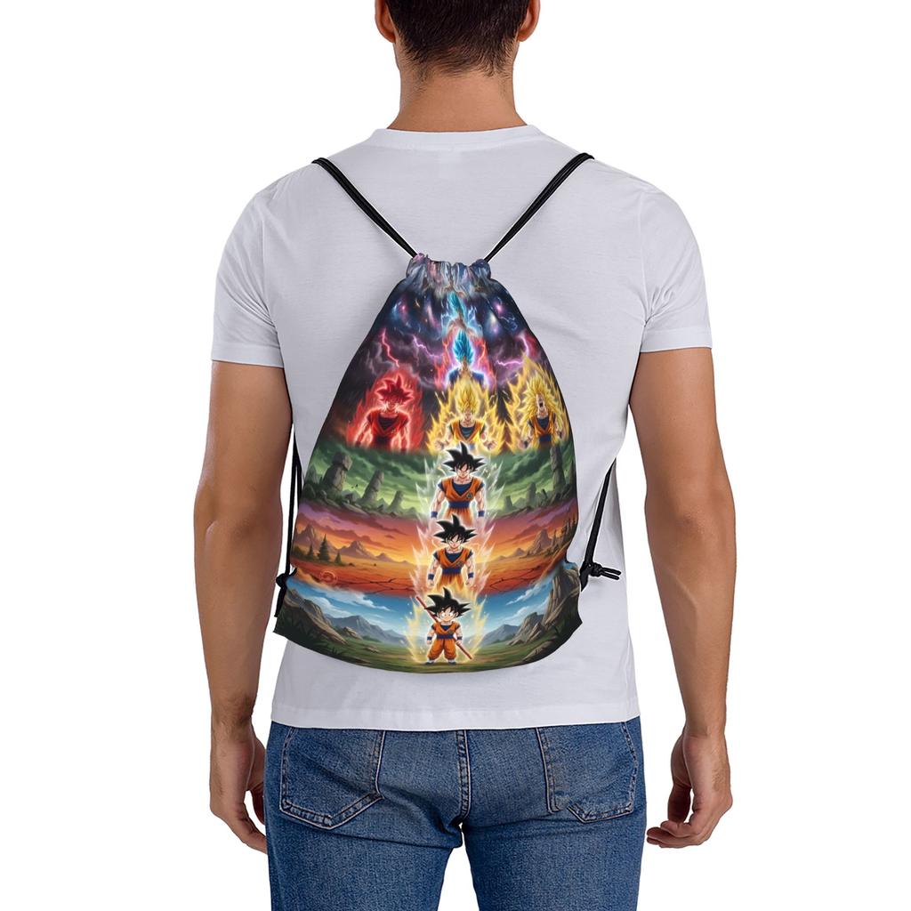 Custom DBZ Dragons Goku Ball Drawstring Backpack Sports Gym Bag for Women Men Warrior Training Sackpack