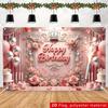 2D Princess Birthday Background Cloth, Pink Balloon & Rose Tapestry
