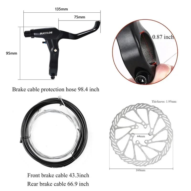 BUCKLOS Mtb Mechanical Disc Brake Caliper Set Bike Brake Levers with Cable Front Rear Bicycle Disc Brake Rotors Cycling Parts