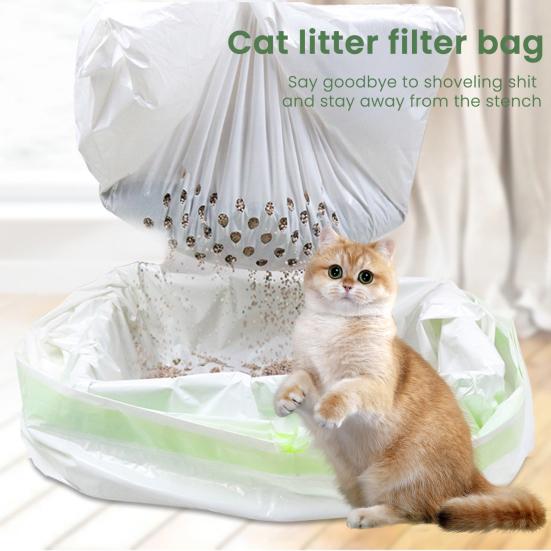 7 Pcs Cat Litter Bag 7-Day Sifting Litter Bag Tear Resistant Pet Waste Bag with Drawstring Leakproof Heavy Duty Liners for Most Litter Boxes