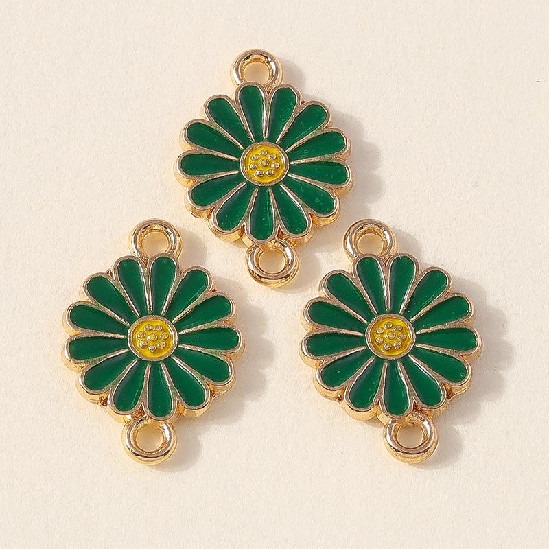 Leslie 10 Stück Bunte Doppel Loch Gänseblümchen Anhänger Für Schmuckherstellung Armband Halskette DIY Schlüsselanhänger Anhänger