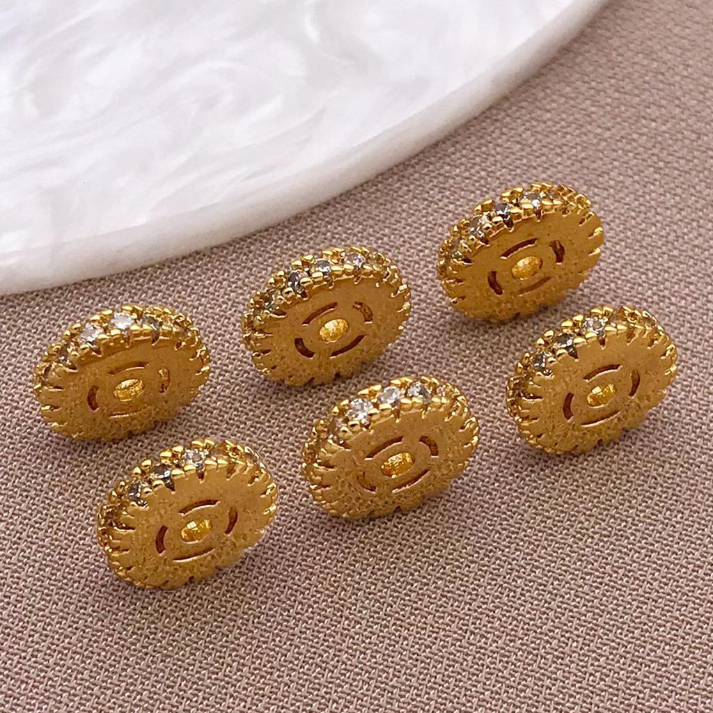 Copper Plated 18K Gold Zircon Spacer Beads for DIY Bracelets & Necklaces