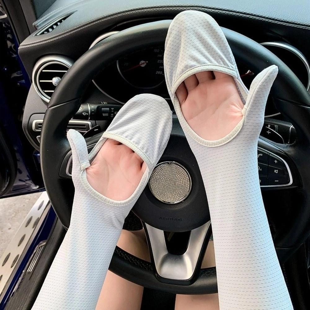 Elastic Sunscreen Arm Covers Thin Cycling Gloves Simple Long Ice Silk Sleeves  Driving