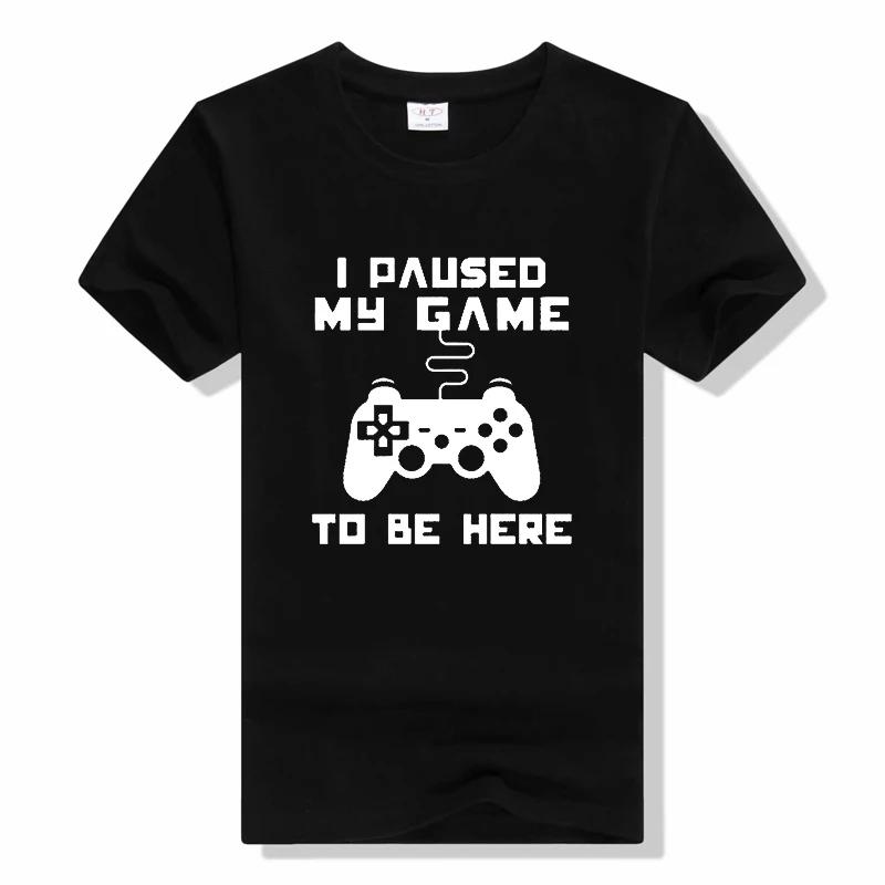 I Paused My Game To Be Here T Shirt Funny Video Gamer Hum... S