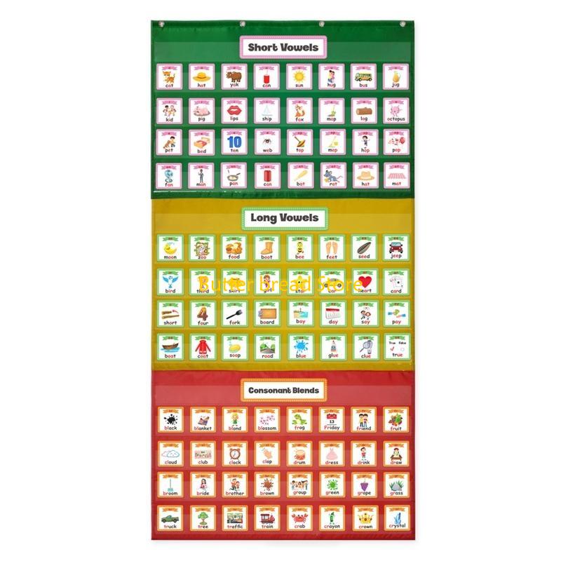 W89C Hanging Storage Pocket Chart for Classroom Wall Decor Detachable Pocket Chart CN
