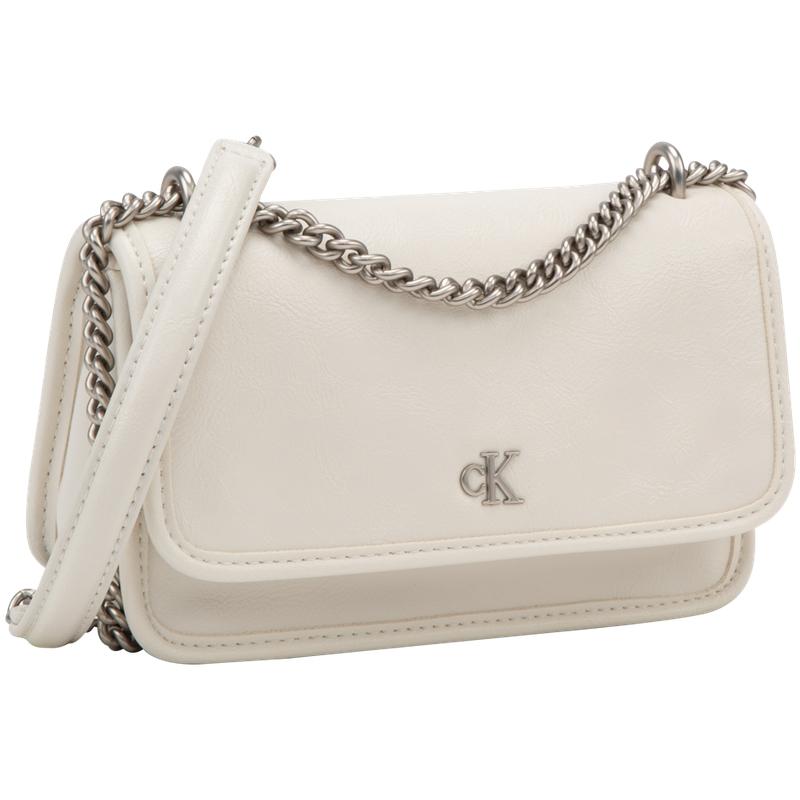 Calvin Klein Elegant Commuter Flap Chain Crossbody Small Square Bag Women Shoulder Bag Milk-White 4K3085G-67U