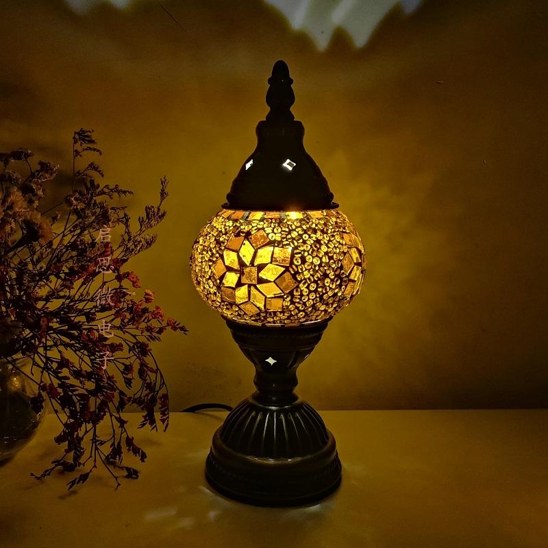 Lampada da Tavolo a Mosaico Turca Vintage Art Déco Fatta a Mano Lamparas De Mesa Vetro a Mosaico Romantica Luce da Letto Lamparas Con Mosaicos
