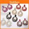 Geometric Alloy Dangle Earrings For Women With Full Rhinestones Summer Fashion Jewelry