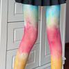 Sexy Regenbogen-Farbverlauf Bunt Fischernetz Strumpfhose für Damen Süßigkeiten-Farbe Hohl Spitze Jacquard Strumpfhose JK Strümpfe Leggings