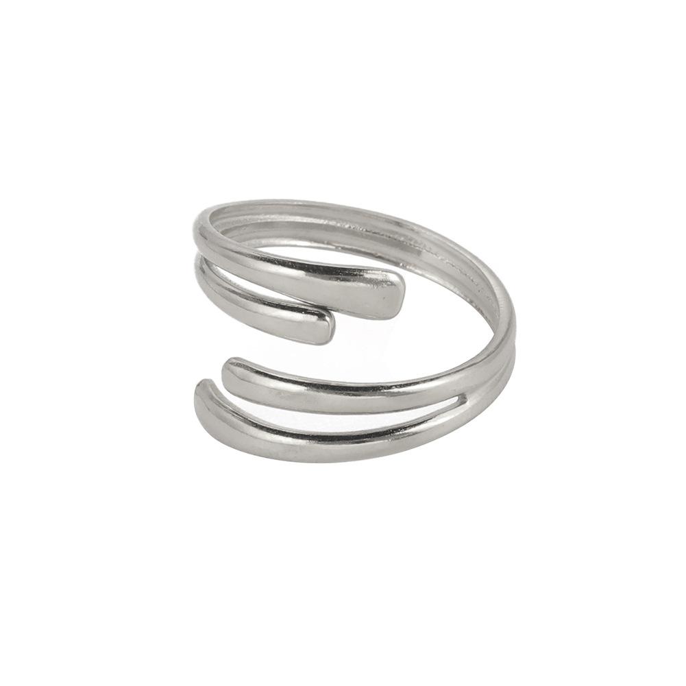 Minimalist Titanium Steel Open Ring Four Line Cut Design Fashion Personality Jewelry