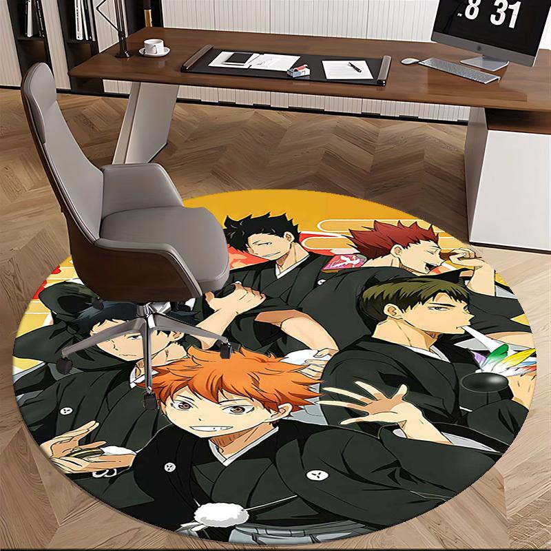 1pc Anime Cartoon Design Round Carpet for Office Chair Mat, NonSlip Rug Suitable for Home Decor, Living Room, Bedroom