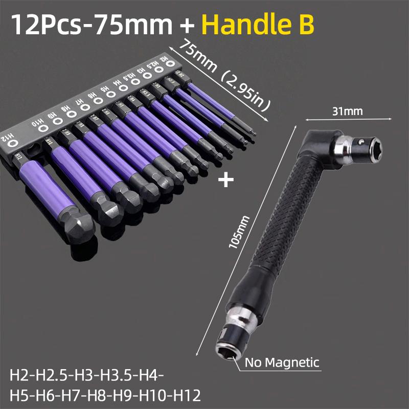 Ball End Hex Screwdriver Bits Set 1/4” Inch Screw Driver Drill Bit Shank Magnetic S2 Steel 65/100mm Ratchet Wrench Hand Tools