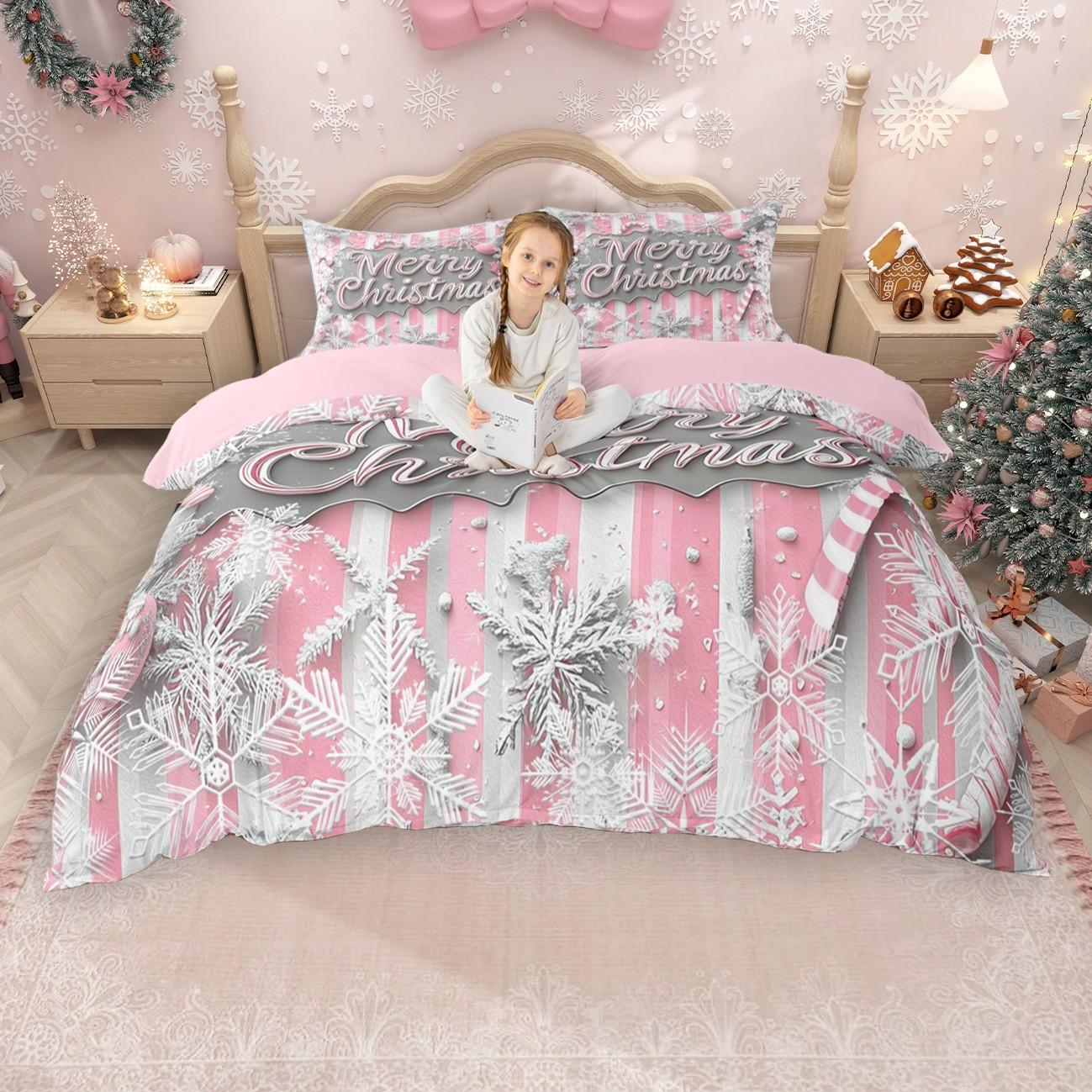 

Комплект пододеяльника Homewish Kawaii Снежинки для девочек, Рождественский Новогодний комплект пододеяльника, Зимний снежный комплект постельного белья DE XS 100x135cm 2pcs&set