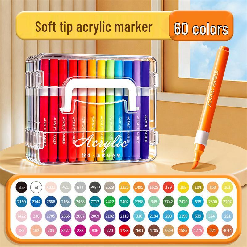 Opaque Multi-Color Acrylic Markers with Soft Tip, Waterproof for Students & Kids' Art, Kindergarten, Graffiti