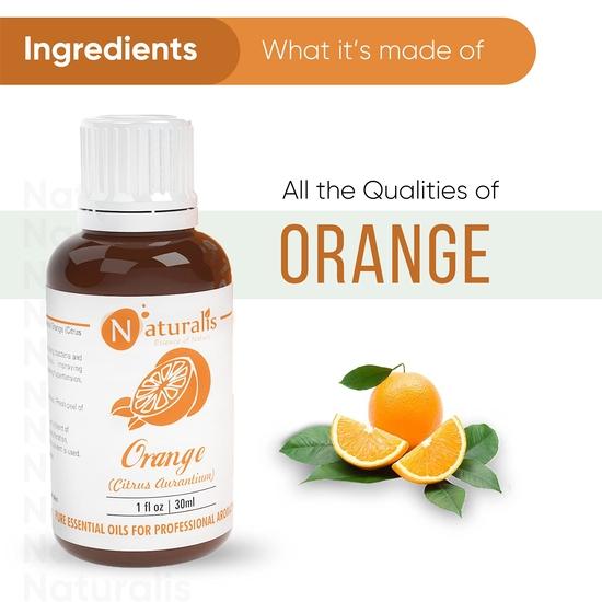 Naturalis Essence Of Nature Cold Pressed Orange Essential Oil Undiluted Pure And Natural Therapeutic Grade For Skin Care, Relief From Stress - 30Ml