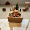 Wooden Carousel Music Box Retro Ornaments Cartoon Hand Cranked Musical Box for Christmas Birthday Gifts Desk Decoration Ornament