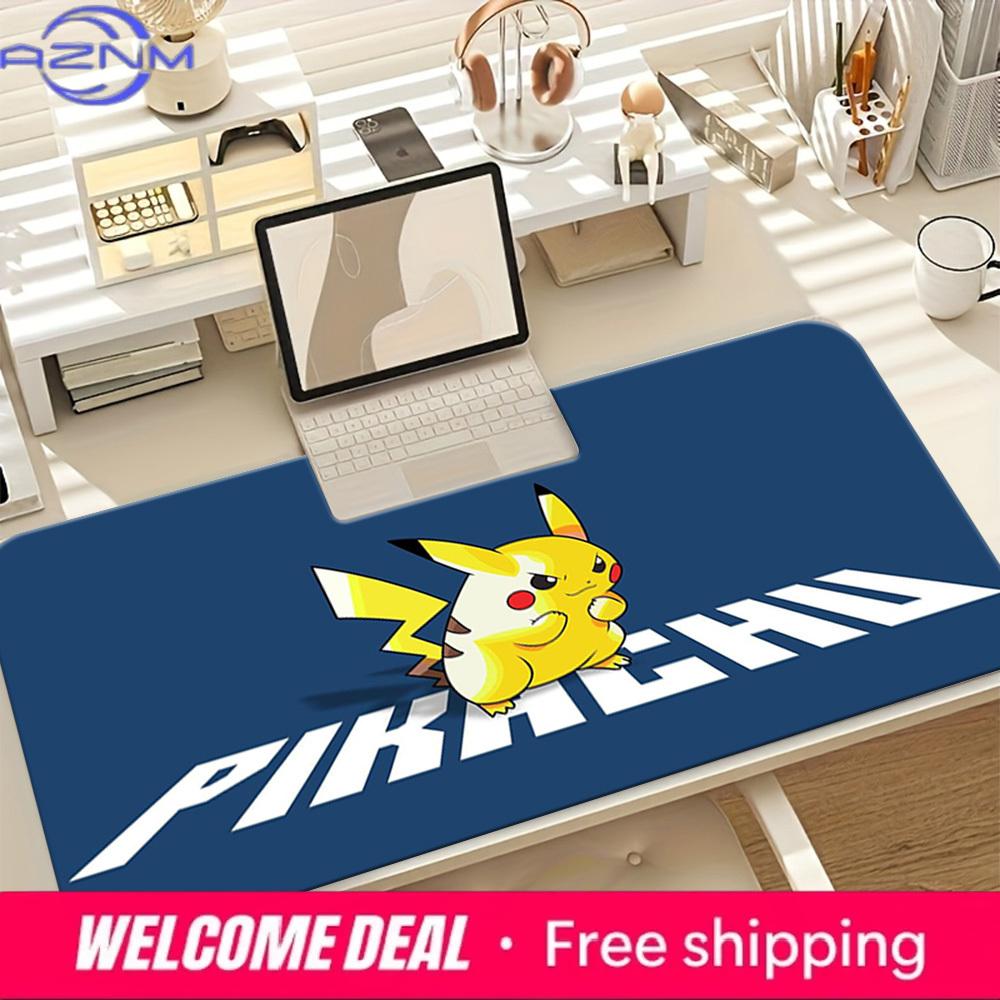 Blue Pikachu NonSlip Washable Gaming Desk Mat 30x80x0.2cm