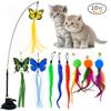 Interactive Cat Toy Handfree Cat Stick Playing Kitten Playing Teaser Wand Toy Suction Cup Bird/Feather Cat Wand Toys Set