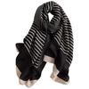 Viscose Shawl 180x85cm Monogram Striped Black with Cream Stripes