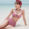 Plaid High-Waist Bikini: Slimming, Retro Korean Two-Piece Swimsuit for Women