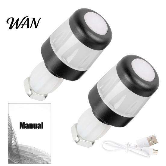 Night Riding Bike Light 2Pcs Bicycle Handlebar End Light, Rechargeable LED Flash Lamp, Long Battery Life Plugs Safety Indicator for Nigh Cycling