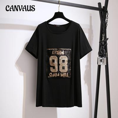 Nueva camiseta de manga corta de moda para mujer de talla grande