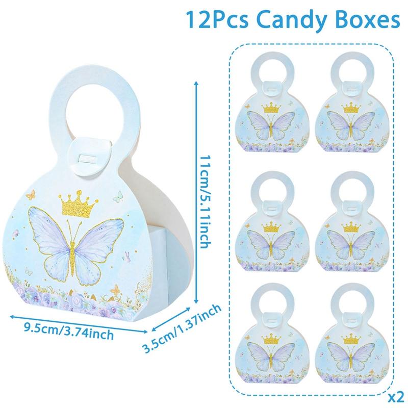 Butterfly Candy Gift Box Pink Purple Butterfly Birthday Party Decorations Kids Wedding Supplies Baby Shower Cookie Biscuit Box