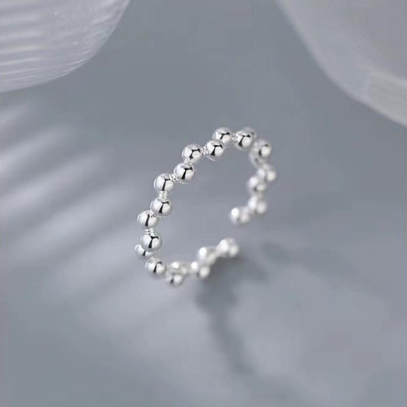 925 Silver Bean Design Open Ring - Women's Luxury Plain Index/Pinky Ring