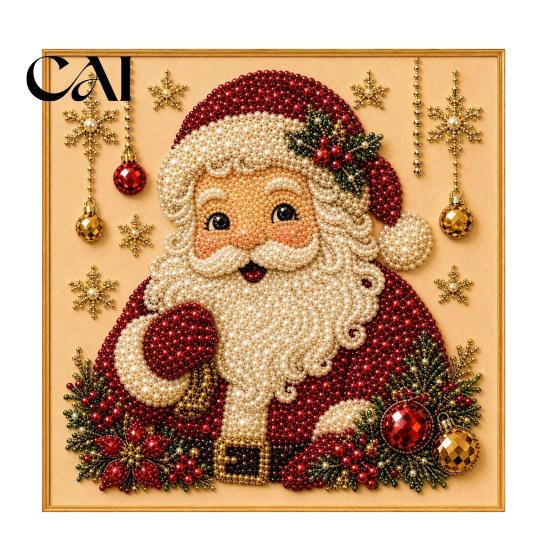 Beginner Friendly Faux Pearl Art Kit Xmas Painting Kit, Christmas 3D DIY Creative Winter Activities Holiday Craft Project for Adults, Festive