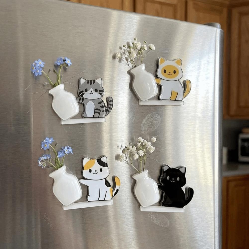 Kreativer Katzen-Kühlschrankmagnet Acryl-Haustierhaarsammler Kühlschrankmagnet Vasendekor Küchengebrauch