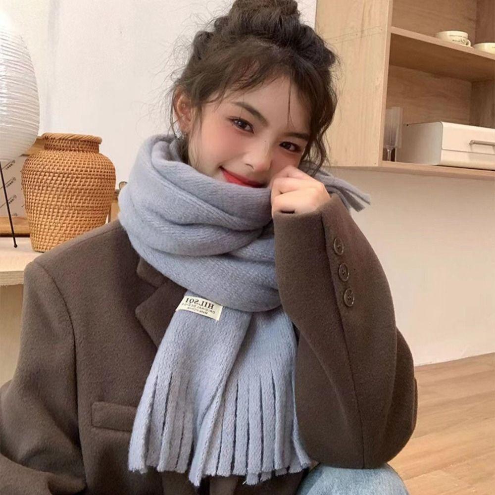 Solid Color Long Tassel Scarves Warm Shawl Wrap Fashion Winter Cashmere Scarf  Women