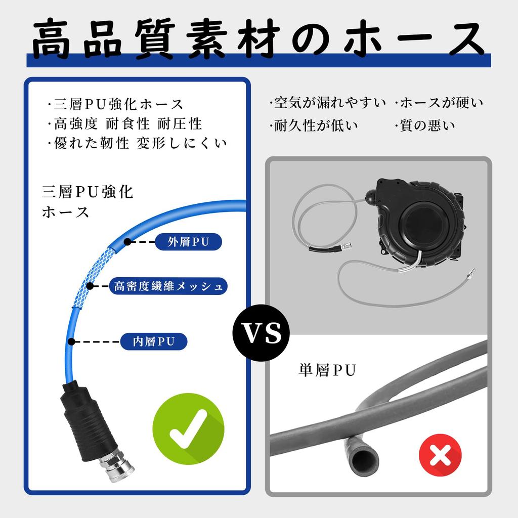 CXCESNS Manguera de Aire de 12m Herramienta Colgante Automática Diámetro Exterior x Diámetro Interior Compatible con Aire Neumático y Air Soft Auto Máximo Trabajo
