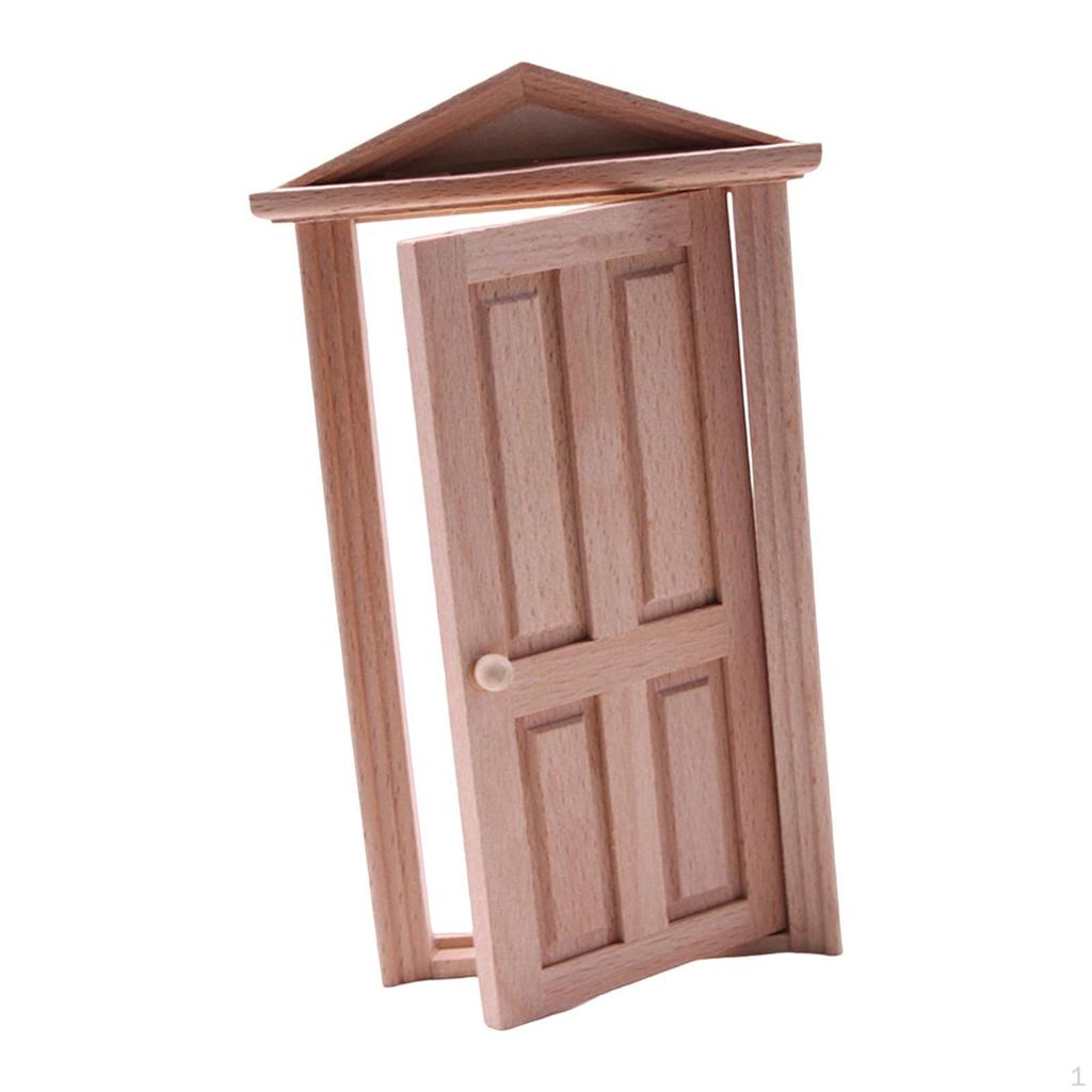 Delicate Dollhouse Wood Door Miniature Furniture Toys Props Pretend Playset House Decor Toy Blank