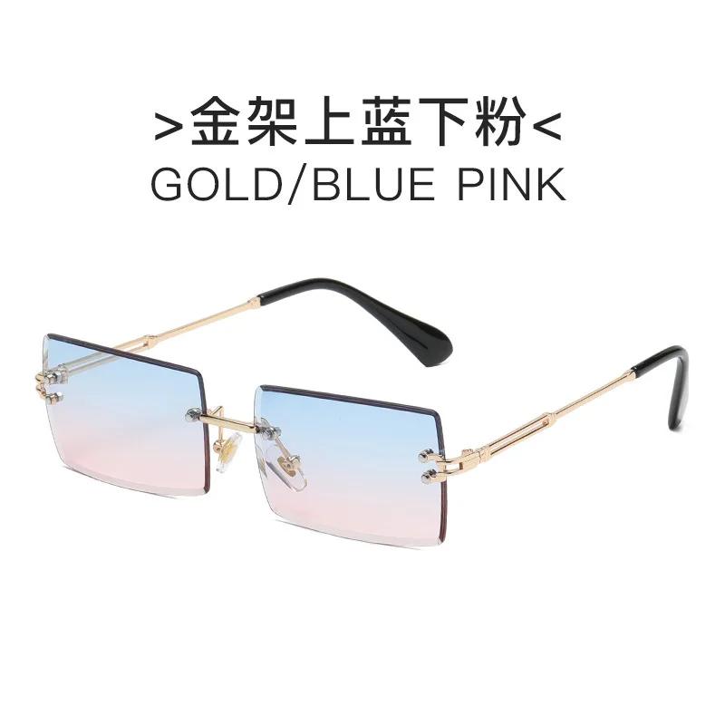 Vintage Rimless Frameless Sunglasses  Fashion Rimless Frameless Rectangle Shades Gradient Uv400 Summer Traveling Sunglasses