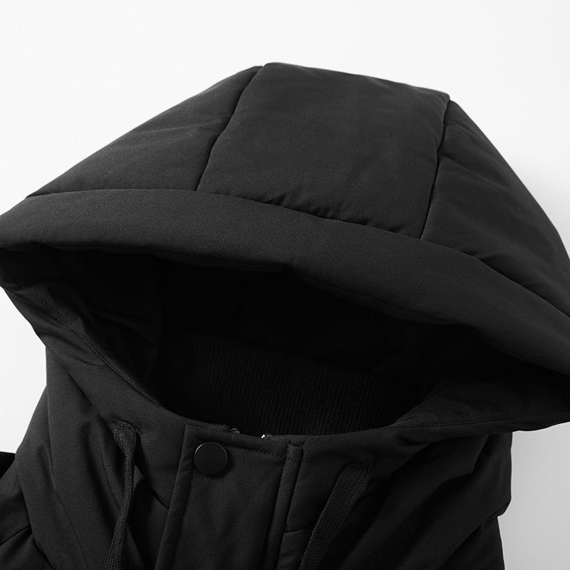 Down jacket men's new winter hooded simple and versatile warm and cold casual fashion solid color stand-up collar jacket