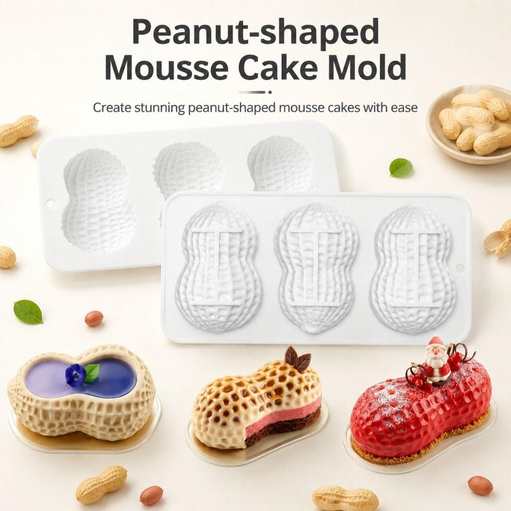 3-Cell Peanut Mousse Cake Mold Peanut Shaped Baking Mold New Chocolate Mold Baking Tools