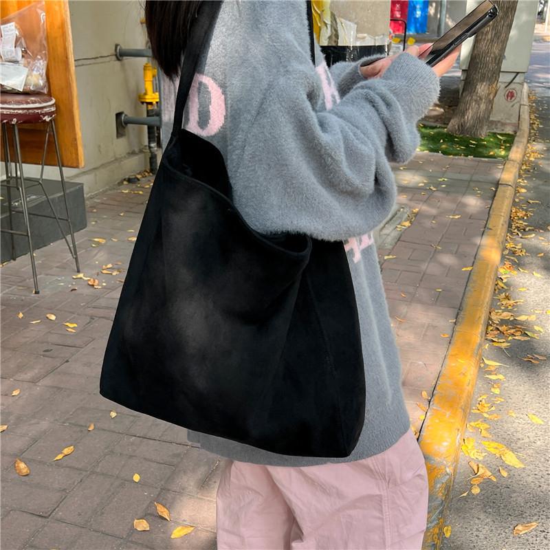 Bolso Tote de Gamuza Esmerilada para Mujer - Gran Capacidad, Bolso de Hombro Casual Versátil para Otoño/Invierno